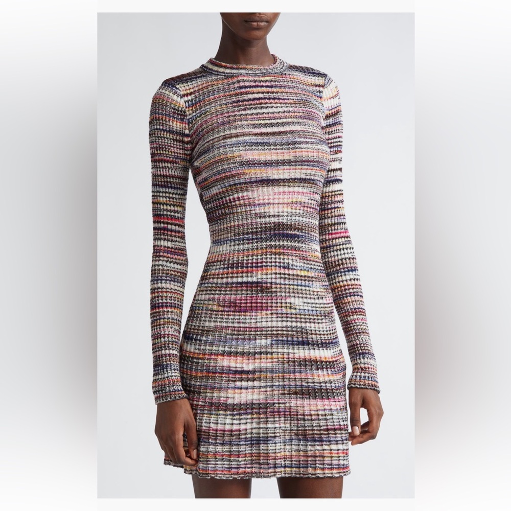 Missoni Space Dye Long Sleeve sweater knit mini Dress Multicolor new 0 US 36 IT